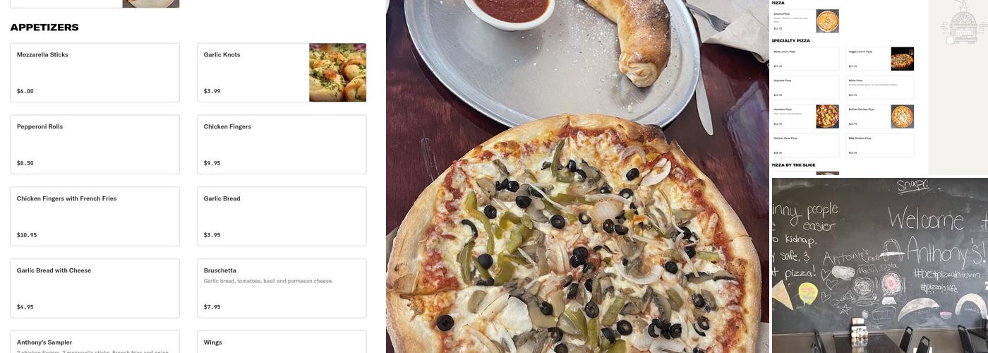 Anthony's Pizza Menu
