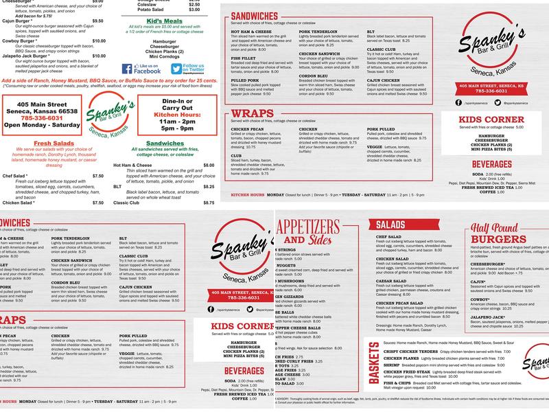 Spanky's Menu