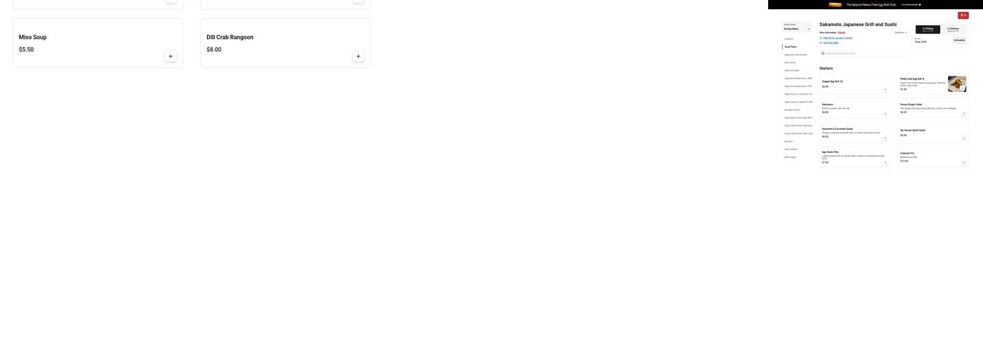 Sakamoto Japanese Grill and Sushi Menu