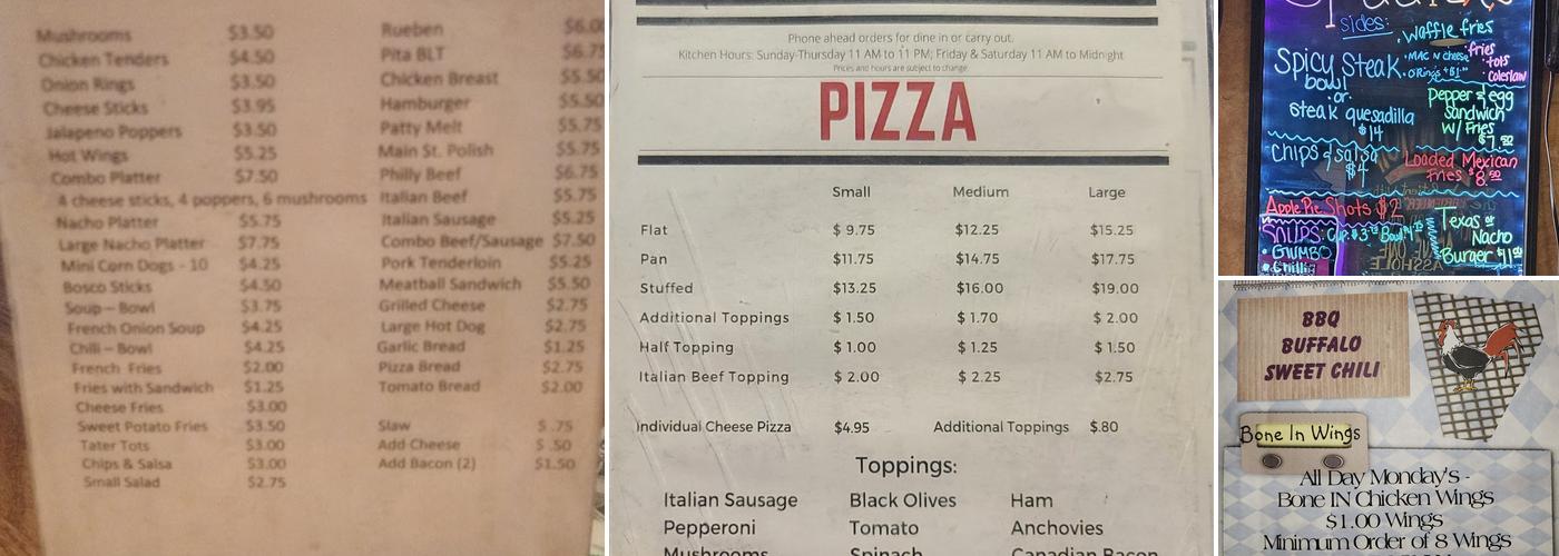 Main Street Exchange Pizza Bar Menu