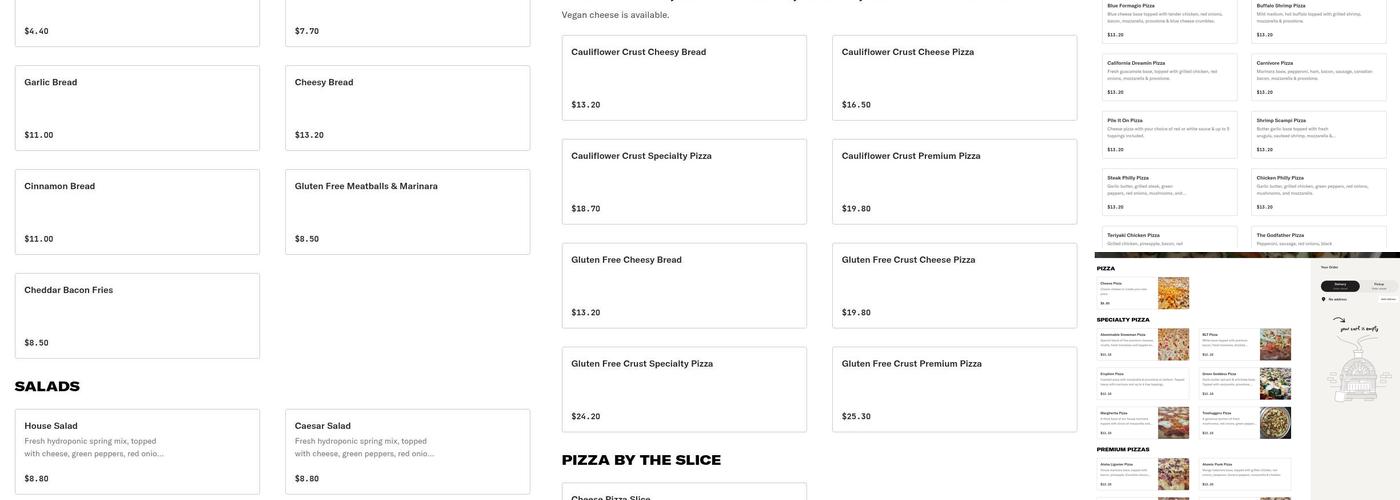 Romans Pizzeria Menu