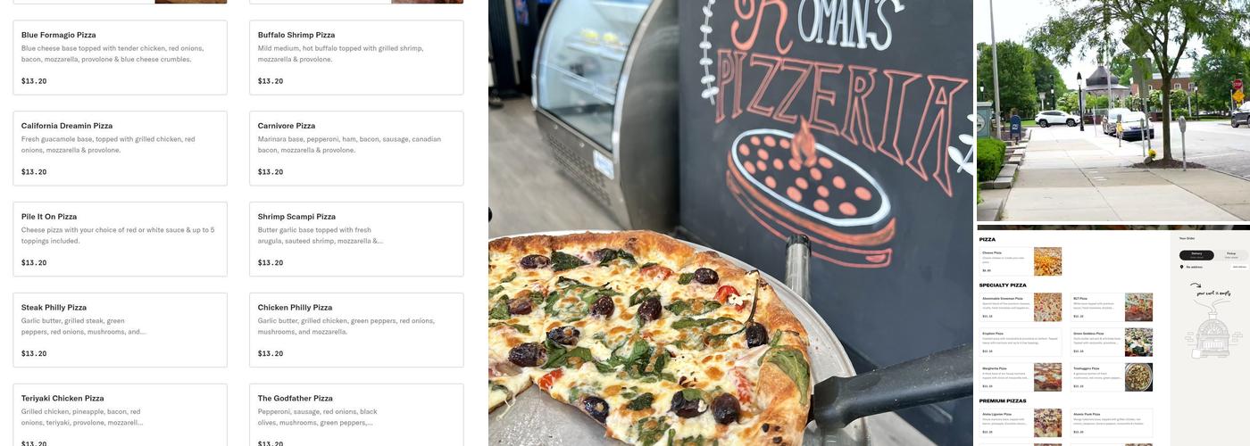 Romans Pizzeria Menu
