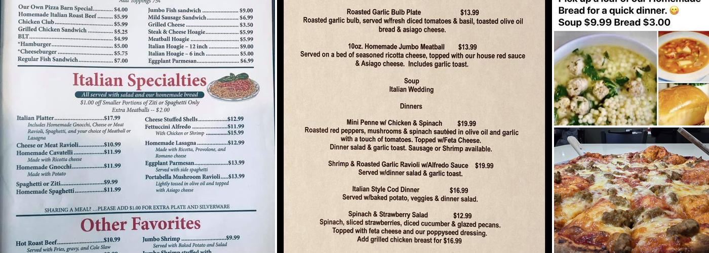 Pizza Barn Menu