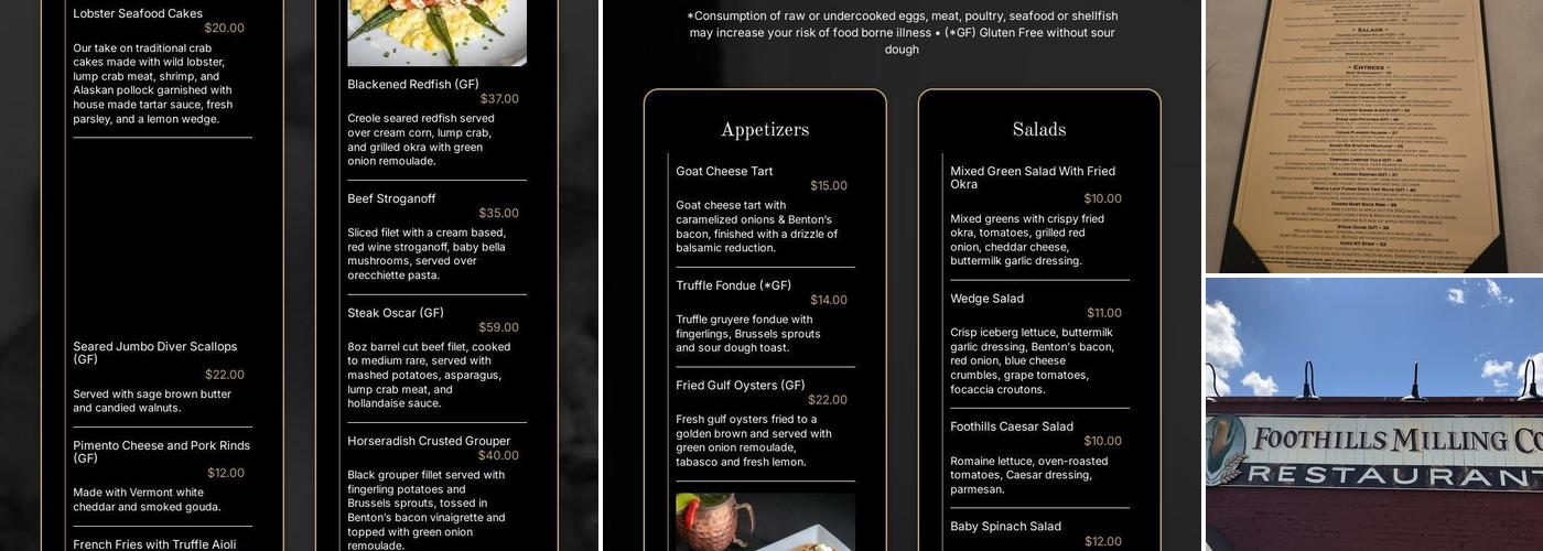 Foothills Milling Co Menu