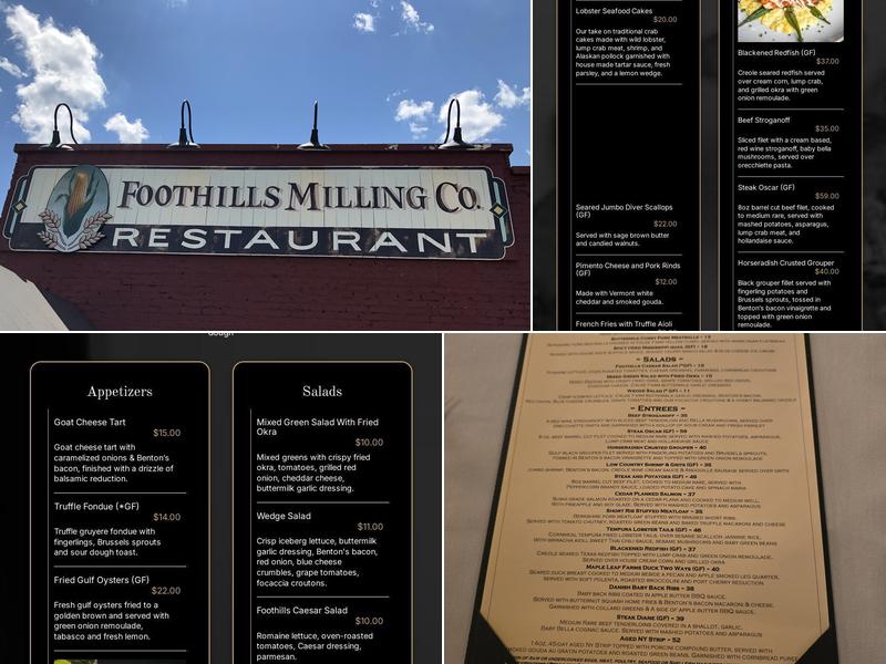 Foothills Milling Co Menu