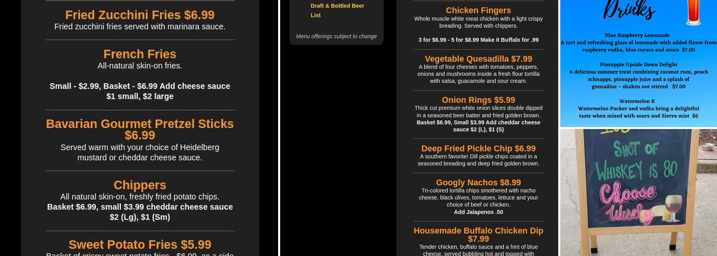 The Wicked Googly Menu