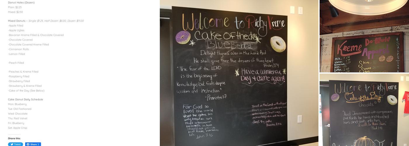 Richy Kreme Donuts Menu