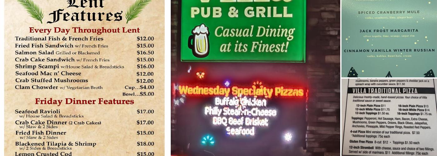 Villa Pub & Grill Menu