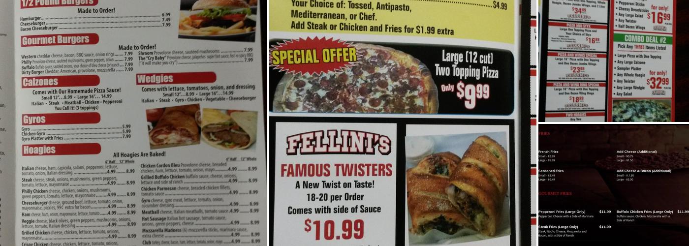 Fellinis Pizzeria Menu