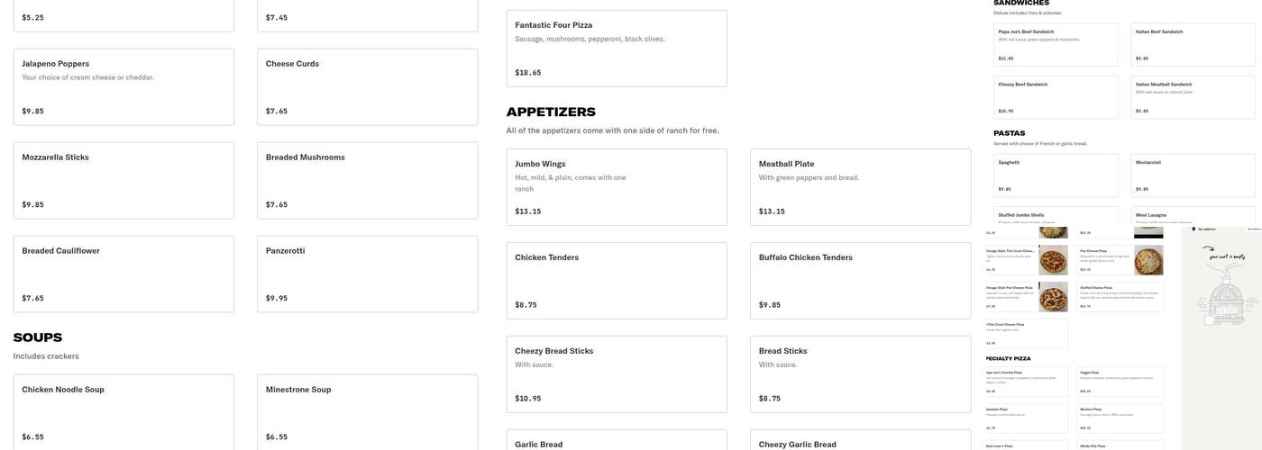 Papa Joe's Pizza Menu