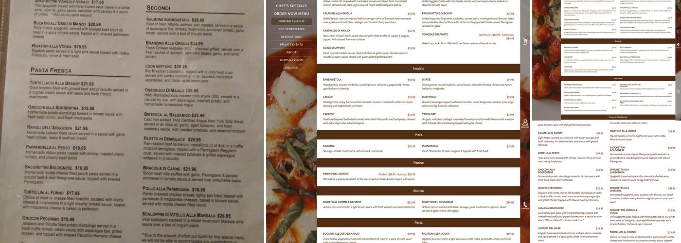 Pasta D'Arte Trattoria Italiana Menu