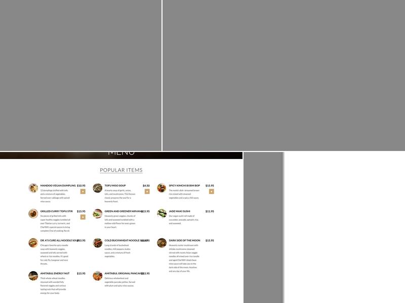 Amitabul Simply Vegan Menu