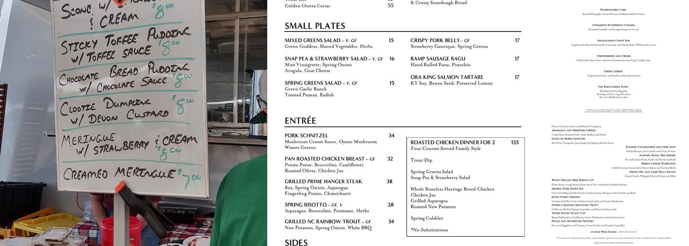 Townsend Visitors Center Menu