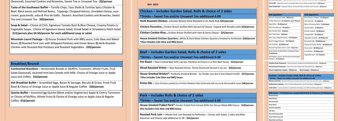 Miss Lily's Catering Menu