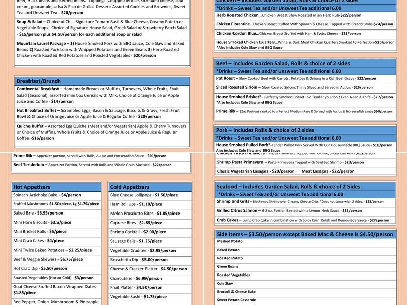 Miss Lily's Catering Menu