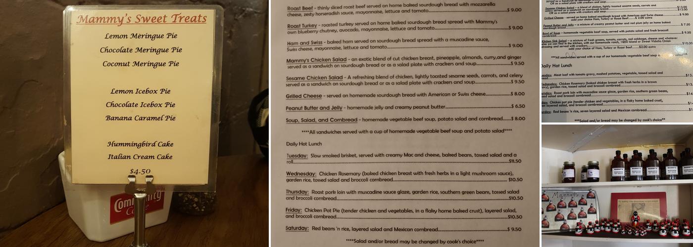 Mammy's Cupboard Menu