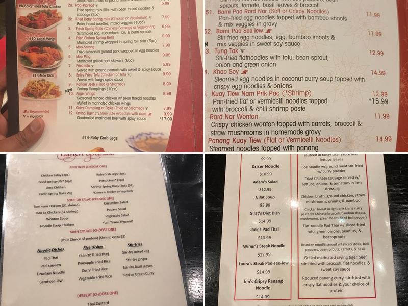 Ruby of Siam Menu