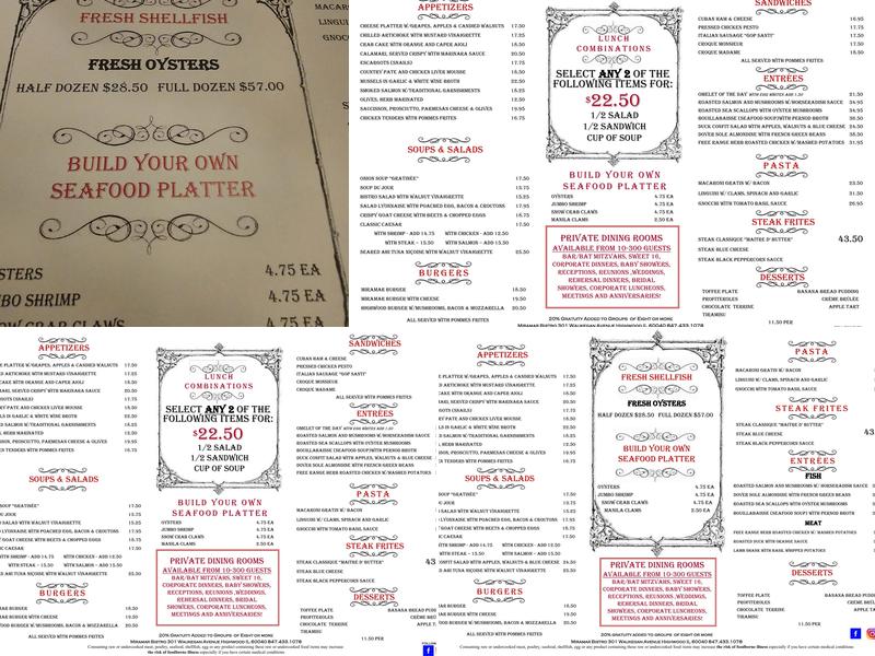 Miramar Bistro Menu