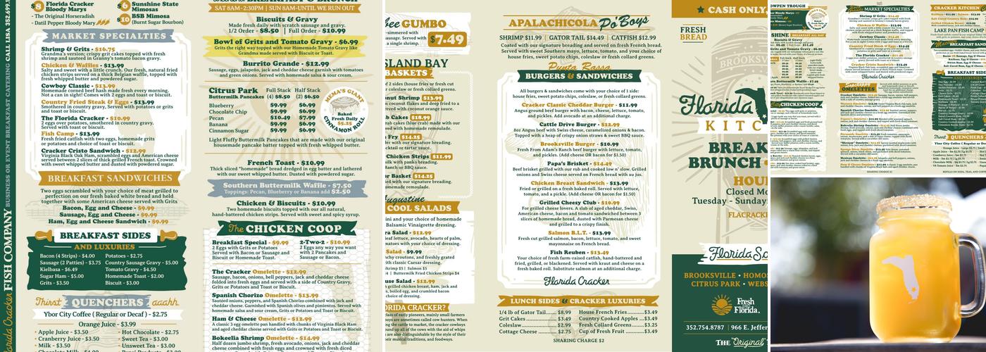 Florida Cracker Kitchen Menu