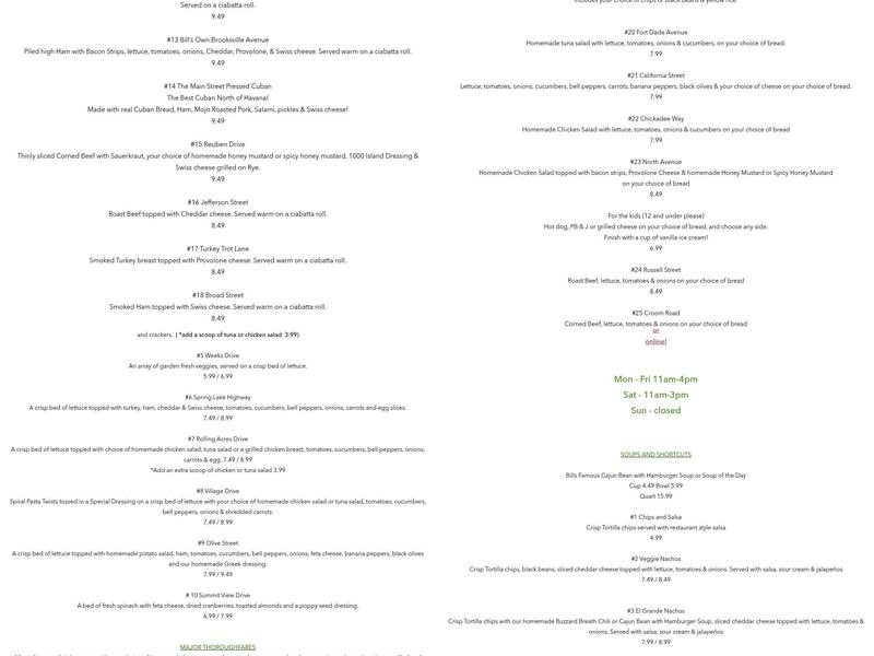 Main Street Eatery Menu