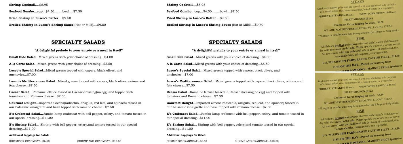 Lusco's Menu