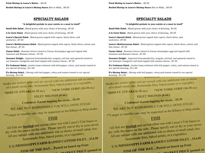 Lusco's Menu
