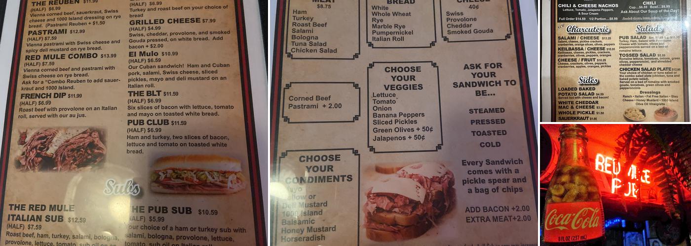 Red Mule Pub Menu
