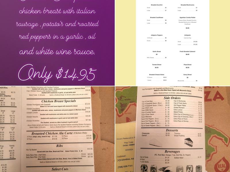 Vince's Restaurant & Pizzeria Menu