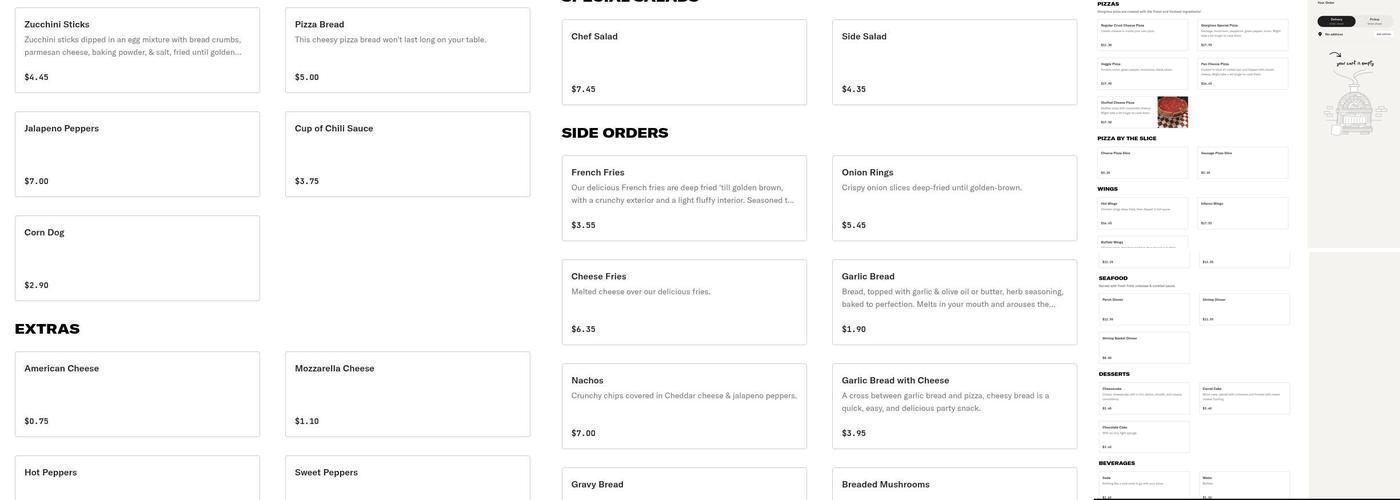 Giorgino's Pizza Menu