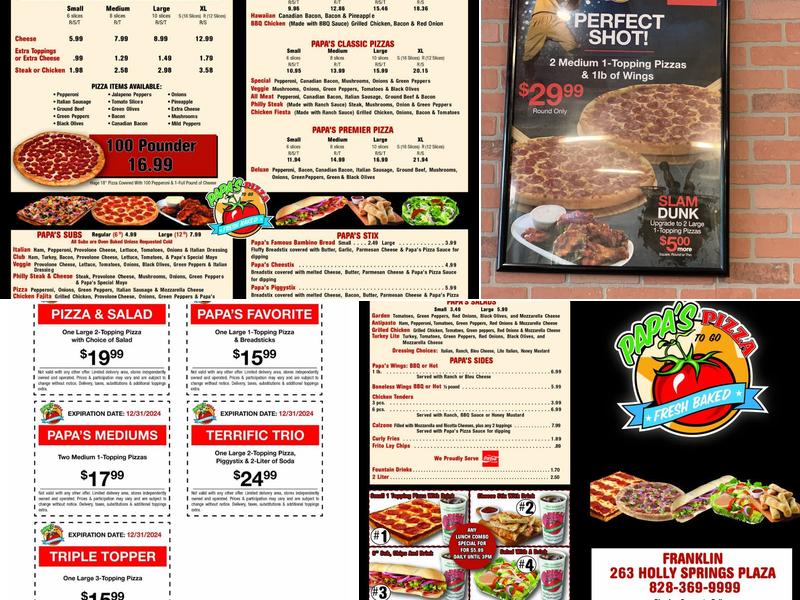 Papa's Pizza To Go Menu
