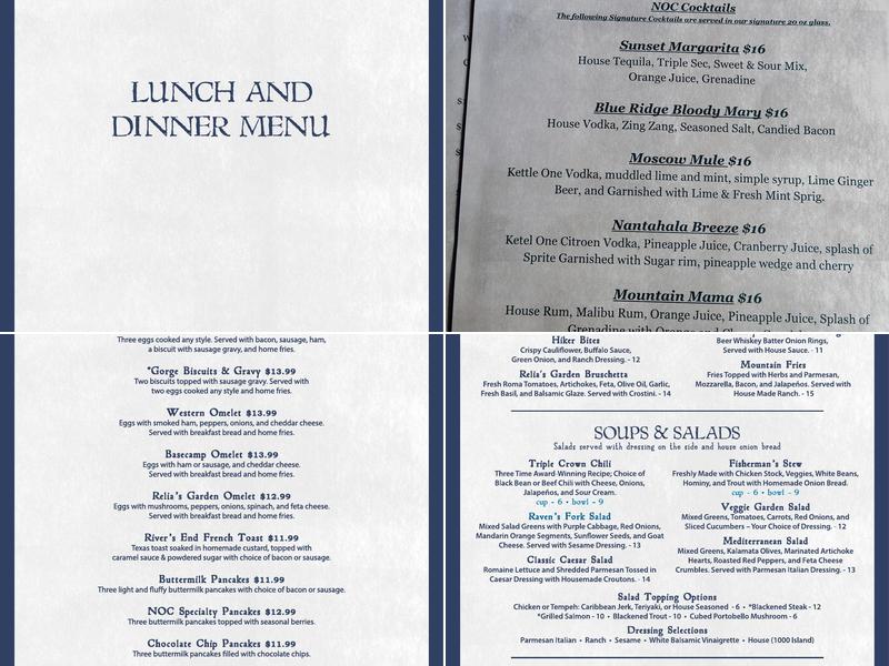 River's End Restaurant Menu