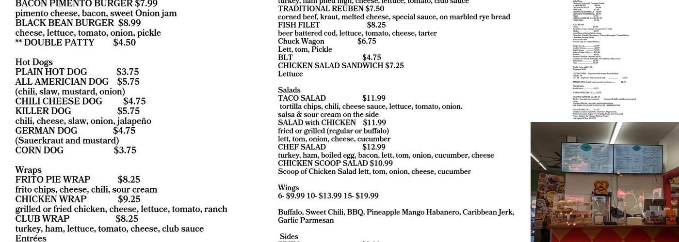 Boxcar Cafe and Cones, Inc. Menu