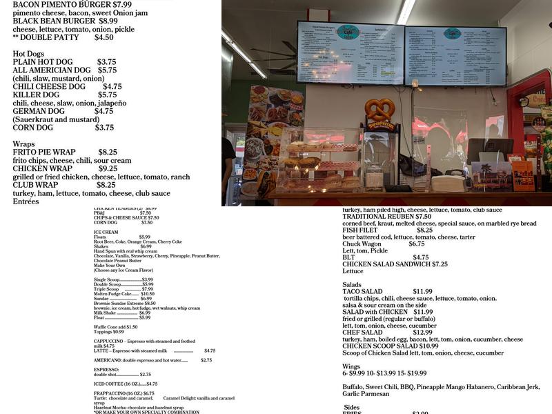 Boxcar Cafe and Cones, Inc. Menu