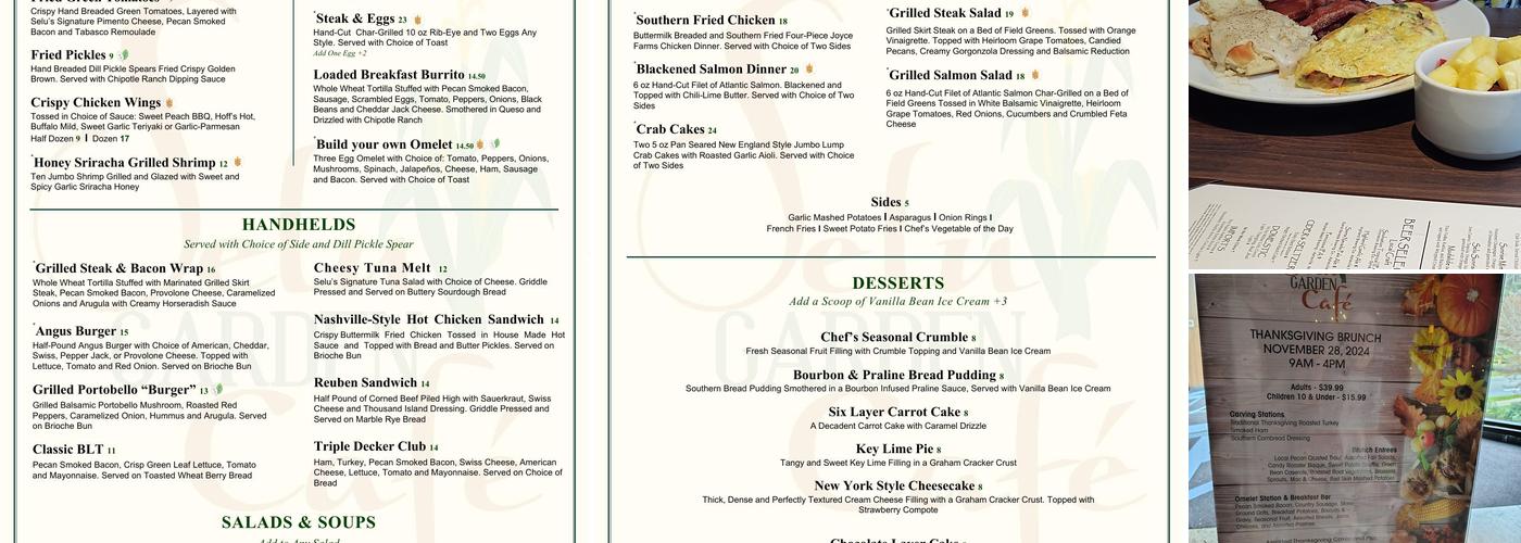 Selu Garden Café Menu