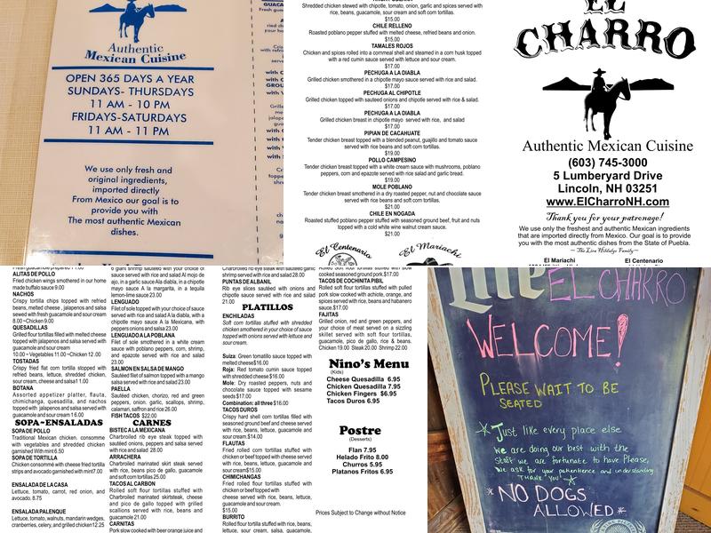 El Charro Menu