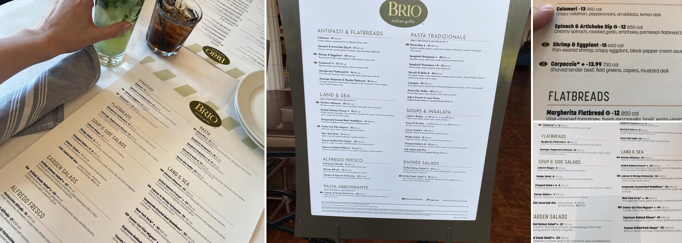 Brio Italian Grille Menu