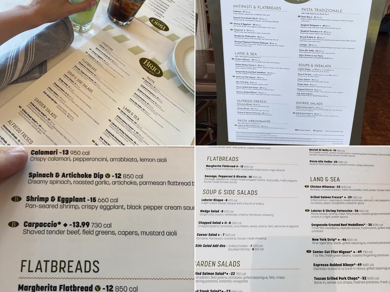 Brio Italian Grille Menu