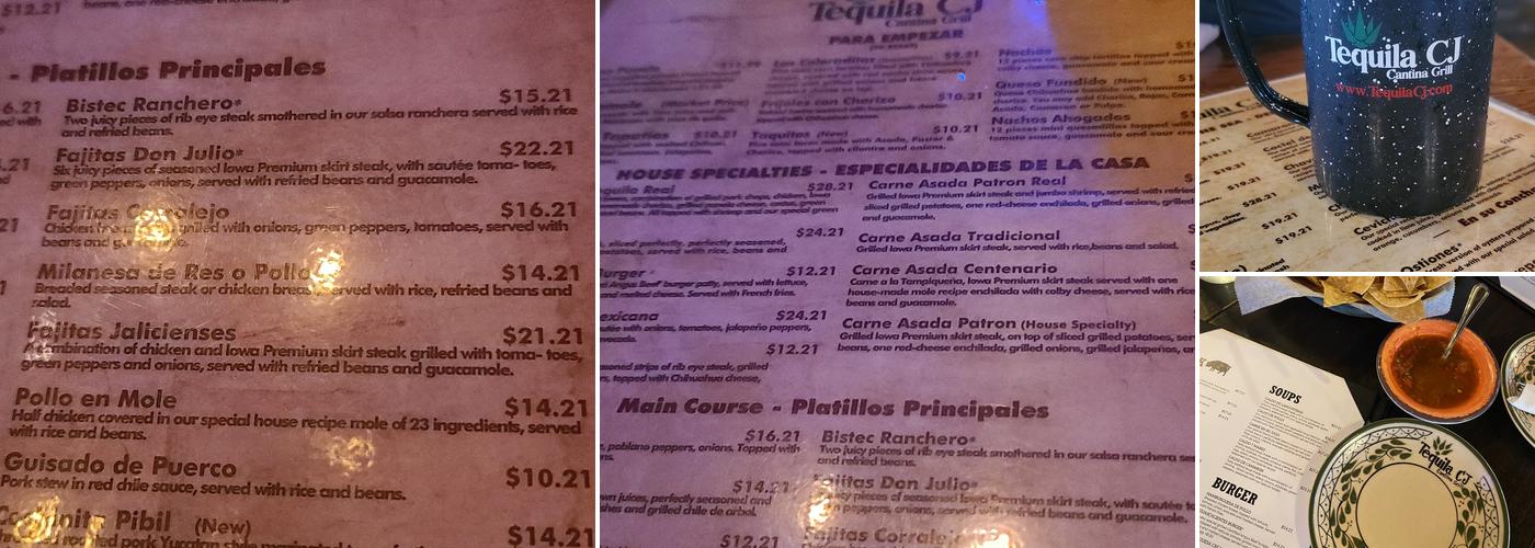 Tequila Cj Cantina Grill Menu