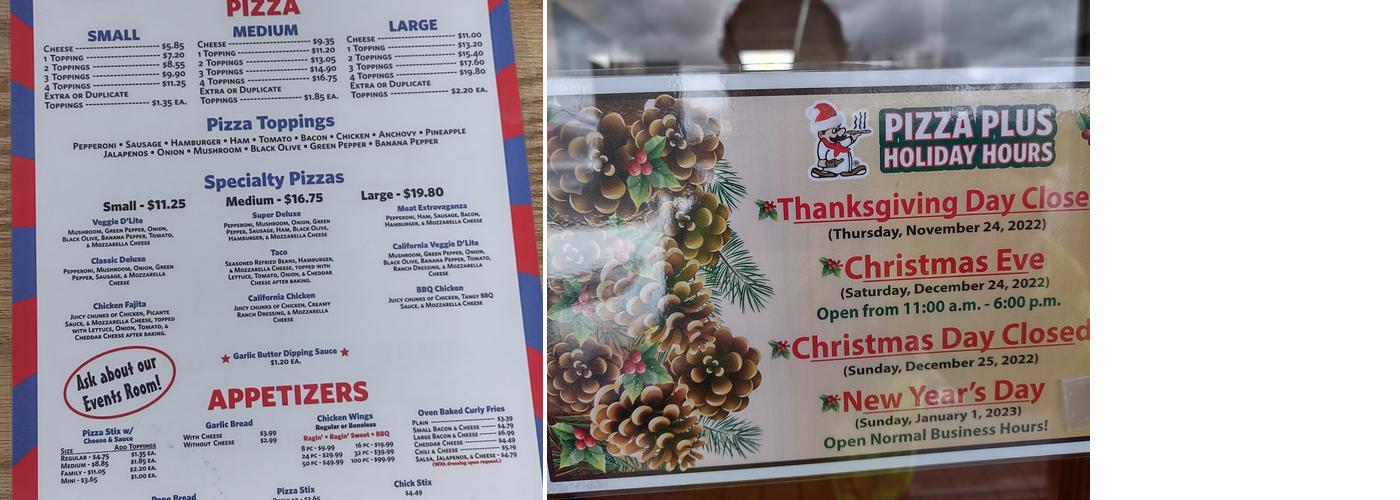 Pizza Plus Menu