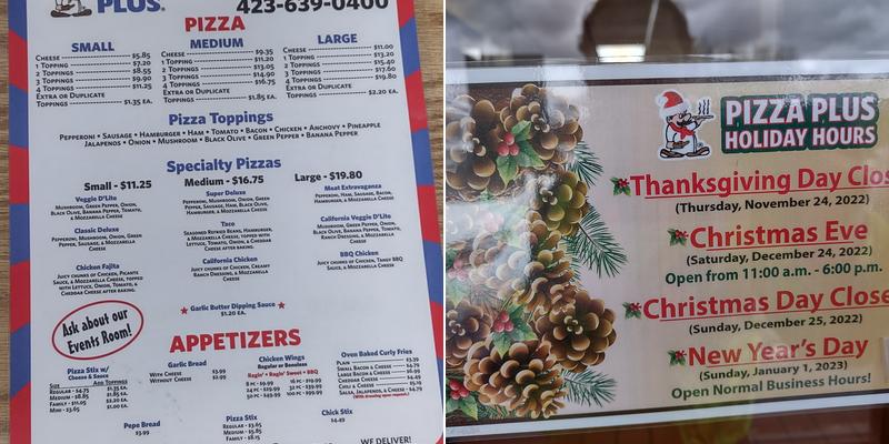 Pizza Plus Menu