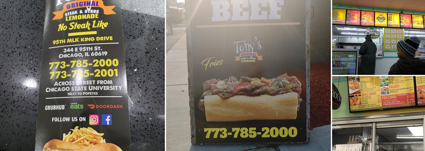 Tony's Original Philly Steaks Menu