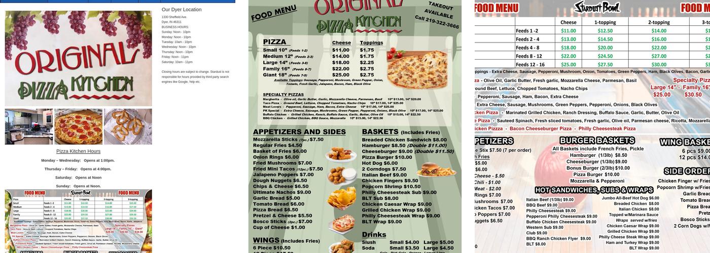 Pizza Kitchen Menu