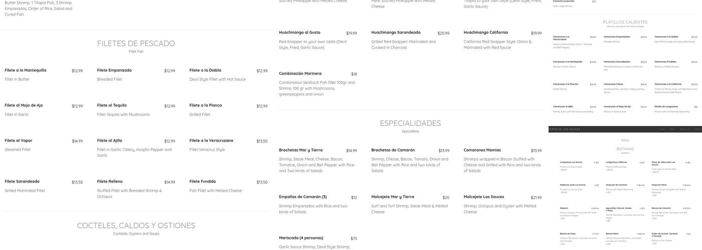 Mariscos Los Sauces Menu