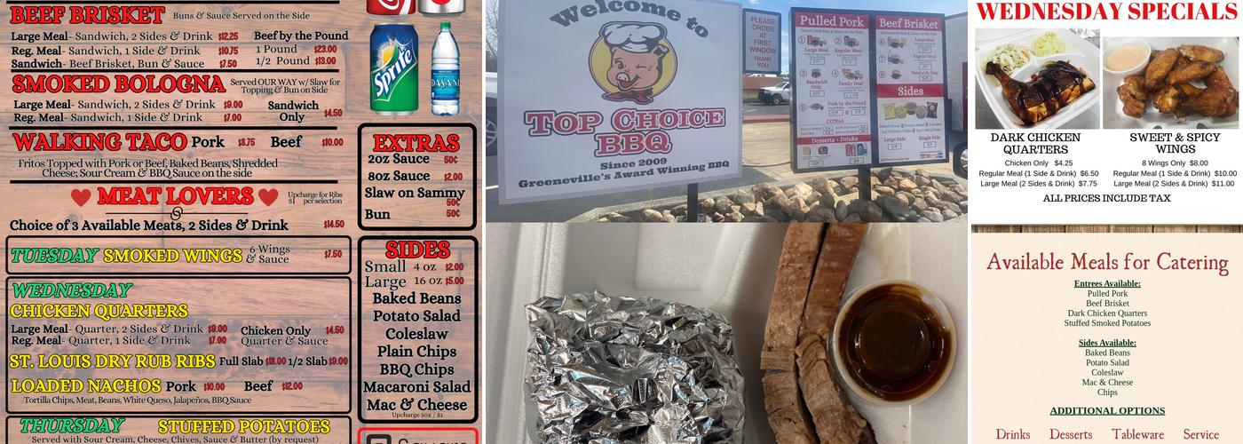 Top Choice BBQ Menu