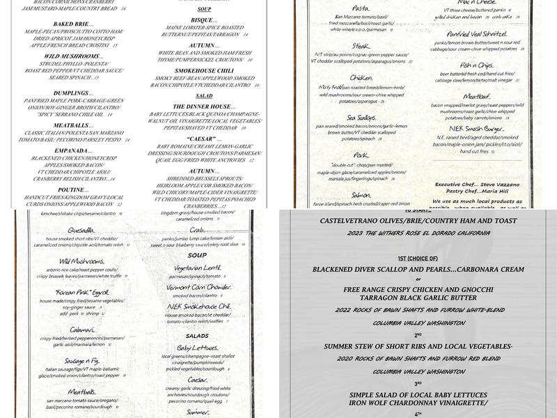 Parsons Dinner House Menu