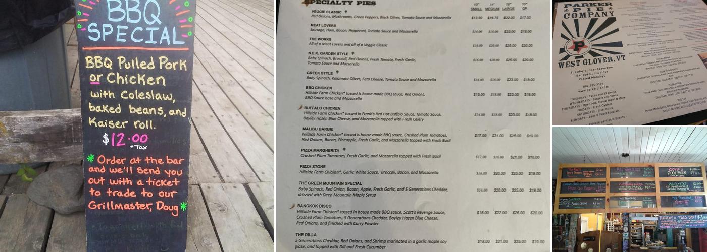 The Parker Pie Company Menu