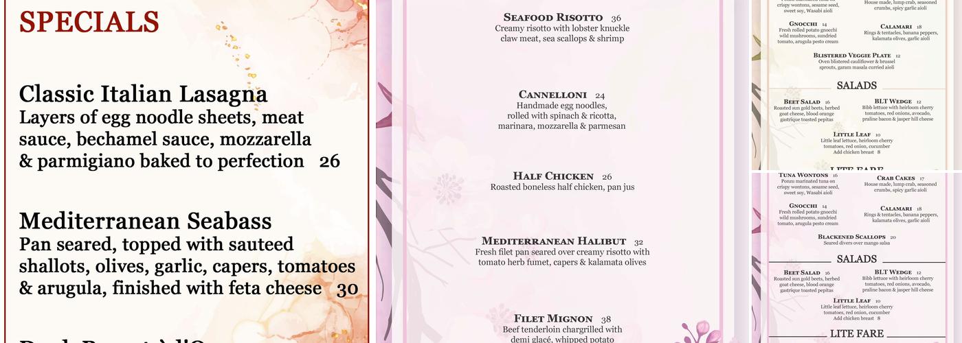 Le Belvedere Menu