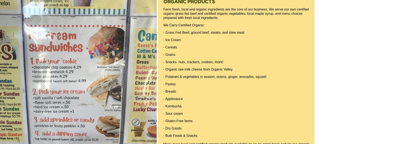 Carmen's Ice Cream Menu