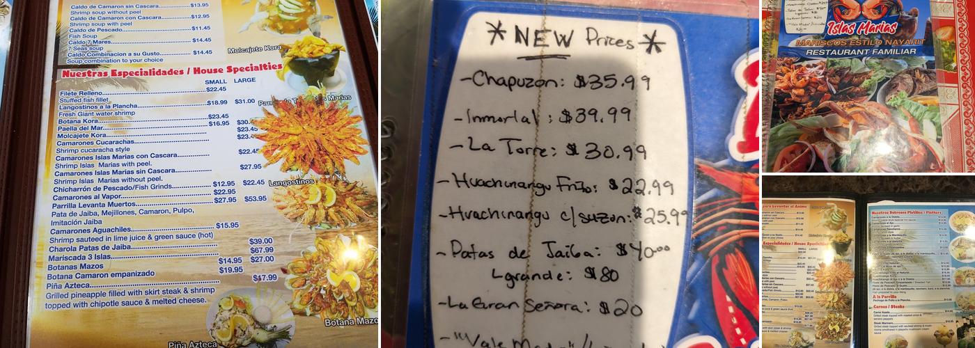 Las Tres Islas Marias Menu