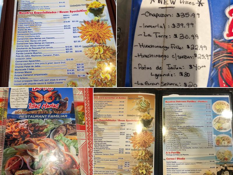 Las Tres Islas Marias Menu